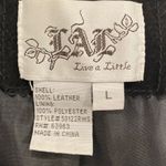 Live a Little  Vintage Button Ruffle Collar Leather Coat Jacket Black Women's L Photo 4