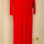 New York and Company long red maxi dress with sleeves, new, never worn. Size M Photo 0