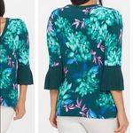 Isaac Mizrahi Live floral ruffle bell sleeve cardigan sweater fine knit S Photo 2