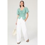 Lisa Says Gah  Green White Striped 100% Cotton Short Sleeve Margaret Top Size XS Photo 1