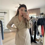 ZARA Beige leather wrap Dress Photo 1
