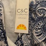 C&C California  Blue White Paisley Linen Sleeveless Crop Top New with Tags Photo 5