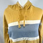 Pink Rose mustard yellow gray and white striped hoodie size medium Photo 2