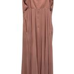 Birdy Grey  SPAGHETTI STRAP DEEP V NECK FLOOR SWEEPING CHIFFON PINK DRESS M Photo 2