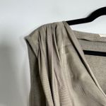 Brunello Cucinelli  Silk Draping Ruched Wool Cashmere Dress Size 10 Taupe Brown Photo 1