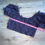 Jen's Pirate Booty  Reality Bites Linen Crop Top Navy Blue Photo 5