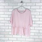 Wilfred Aritzia Macee Blush Pink Flutter Sleeve Peplum Blouse Size M Photo 3