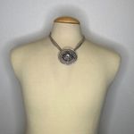 Chico's Chico’s Silver-Tone Byzantine Style Medallion Pendant Necklace Crystal EUC OS Photo 1