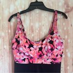 Calypso Cove Pink Floral Print Black Swim Dress Size 12 NWOT Photo 1