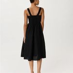 NWT QUINCE women's 100% black european linen fit & flare midi dress Sz XS Photo 1