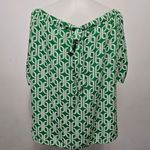 Escapada  Green & White Nautical Rope Pattern Blouse Size Large Photo 3