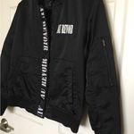 Forever 21  Black Bomber Jacket with 'Au Revoir' Detail Photo 2