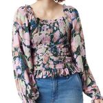 Sam Edelman Women's Misha Printed Smocked Ruffle Top NWT Size L Photo 0