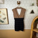 Wow Couture  Tan and Black Shimmer Colorblock Bandage Dress - Size - Small Photo 3