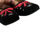 Nina Vintage  80’s Black velvet embroidered holiday novelty flats Photo 11