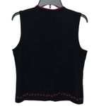 Charter Club  Vest Women's Medium Black Wool Beaded Embroidered Christmas Holiday Photo 3