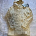Aran Cable Knit Hoodie With Celtic Side Zip White Photo 3