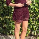 ZARA Guipure Lace Crochet Burgundy High Neck Romper Jumpsuit Medium Photo 2