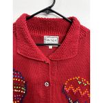 Vintage Hand Loomed Peru‎ Cotton Salsa Hot Air Balloon Novelty Cardigan Size XL Red Photo 2