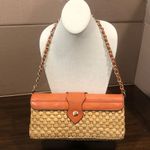 Michael Kors Vintage Rattan Leather Clutch Gold Turn Lock Chain & Leather Strap Photo 3