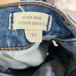 Madewell High Rise Denim Shorts Button Fly Raw Hem Blue Jean Sz 24 Distressed Photo 10