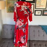 Anthropologie Brand JASE Vibrant Red Floral Maxi Dress size small Photo 4