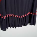 Embroidered Black Tassel Boho Pompoms Detail Mini Dress Womens Hippie Size M Size M Photo 5