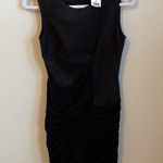 Bailey44 Black Faux Suede Ruched Sleeveless Dress Photo 0