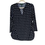 Lauren Ralph Lauren Petite Navy White Geometric Print V Neck 3/4 Sleeve Tunic PL Blue Size undefined Photo 7