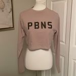 Alphalete Long Sleeve Light Tan / Mauve Colored Workout Crop Top Photo 2