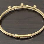 Fossil Goldtone Stainless Steel Cable Wire CZ Cubic Zirconia Push Lock Bracelet Photo 9