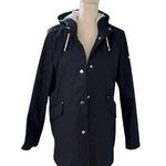 French Connection Navy Blue Hooded Raincoat Sz Small Photo 0