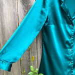 Victoria's Secret Women's Teal Green Chemise Dress SMALL Collared Long Sleeve Photo 2