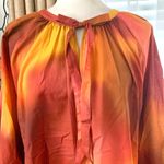 ZARA  Tie Dye Print Oversized Blouse with Tie in Orange Photo 4