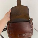 Vintage 90s Brown Tooled Leather Flower Butterfly Boho Crossbody Saddle Bag Photo 11