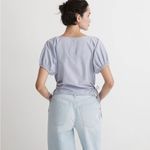 Madewell New  Embroidered Poplin Puff-Sleeve Cutout Crop Top Photo 2