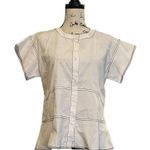 Donna Karan New York White Black Stitched Morning Dew Shirt Button Front XS Photo 0