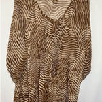 Multiples  Women's Brown Animal Print Pullover Tunic Blouse Top Plus Size 1X Photo 0