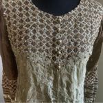 Pakistani Indian Desi Party Wear Maxi Dress (Flawed) Refer to pics Color Green Photo 1