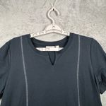 Logo by Lori Goldstein Dress Blue Midi Womens Medium Short Sleeve Tiered Casual‎ Photo 3