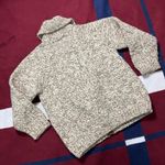 Vintage shawl collar Chunky Cardigan Knit tan cream Full Zip Photo 3