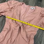 EXPRESS  Linen-Blend Tie Front Puff Sleeve Romper salmon pink Photo 4