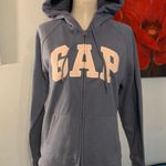 Gap  Hoodie Womens Blue Fleece Lined Arch Logo Kangaroo Pocket Full Zip Size S Photo 0