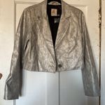 Free People NWOT We The Free Vegan Leather Block Party Crop Metallic Blazer Photo 6