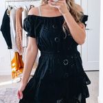 AQUA  Black Eyelet Swim Cover Up Dress Photo 7