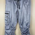 EXPRESS Women’s  Satin CargoPant Size 12 Convertible Capri Adjustable Drawstring Photo 0