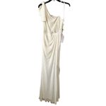 Mac Duggal  Pearl Embellished Soft Tie One Shoulder White Evening Dress Gown sz 8 Photo 6