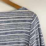 J.Jill  Love Linen Striped Tee Medium Blue V-Neck Short‎ Sleeve Coastal Beachy Photo 1