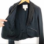 Free People  Black Tuxedo Lace Lapel Cropped Boho Blazer Size Small Photo 14