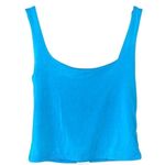 Bright Blue Cropped Tank Top Sleeveless Summer Casual Basic Cotton Stretch D23 Size XS Photo 0